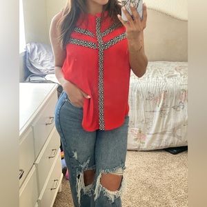 Beautiful red chiffon top!